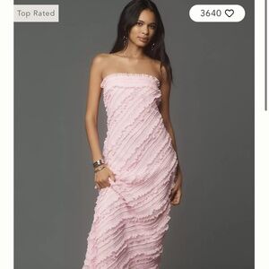 Anthropologie Endless Rose Strapless Textured Column Midi Dress